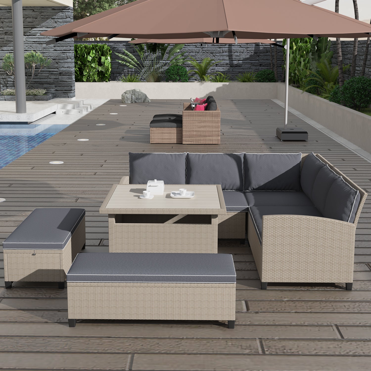 Corner outdoor discount table and chairs