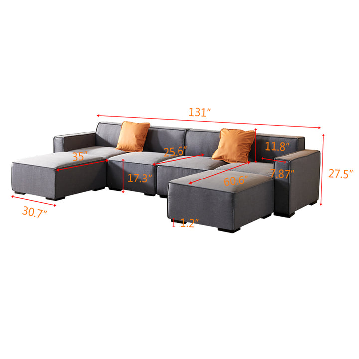 Modular U Shaped 4-Seater Sectional Sofa