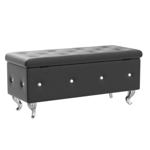 DKLGG Storage Bench for Bedroom, Upholstered Storage Ottoman Bench, Tufted Bed Bench with Safety Hinge, PU Leather End of Bed Storage Bench for Bedroom, Living Room, Entryway