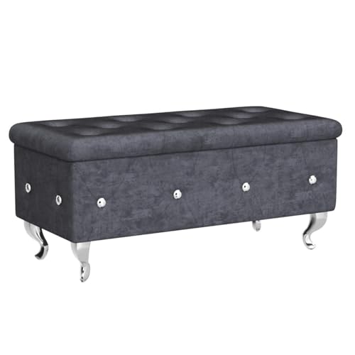 DKLGG Storage Bench for Bedroom, Upholstered Storage Ottoman Bench, Tufted Bed Bench with Safety Hinge, PU Leather End of Bed Storage Bench for Bedroom, Living Room, Entryway