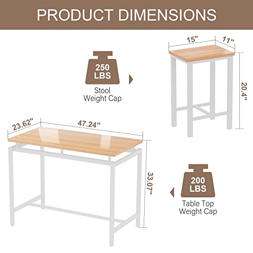 Lamerge Bar Table Set,Industrial Bar Table and Chairs Set,5 Pcs Dining Table Set Counter Height Pub Table with 4 Chairs, Wooden Breakfast Table Set Kitchen Counter,Adjustable Feet,Rustic Brown