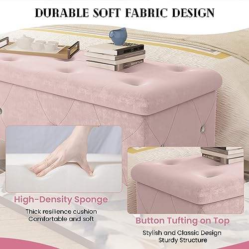 DKLGG Storage Bench for Bedroom, Upholstered Storage Ottoman Bench, Tufted Bed Bench with Safety Hinge, PU Leather End of Bed Storage Bench for Bedroom, Living Room, Entryway