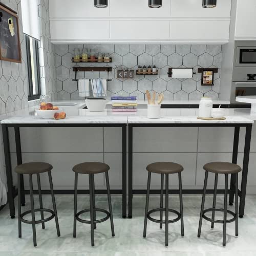 Lamerge Industrial Pub Height Table with 2 PU Upholstered Stools,3-Piece Kitchen Table and Chairs,Suit for Dining Room & Living Room & Breakfast Nook & Bistro,Bar Table Set for 2,Brown & Black,39.3"