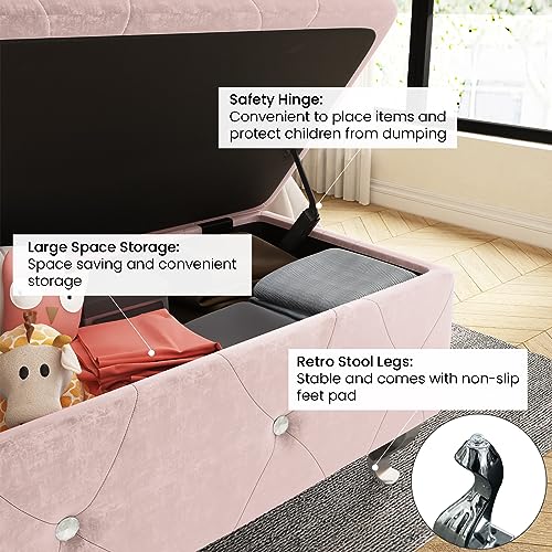 DKLGG Storage Bench for Bedroom, Upholstered Storage Ottoman Bench, Tufted Bed Bench with Safety Hinge, PU Leather End of Bed Storage Bench for Bedroom, Living Room, Entryway