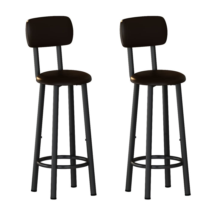 Hooseng Bar Stools, Set of 2 Bar Height Stools, PU Upholstered Breakfast Stools with Back and Footrest, Kitchen Bar Chairs for Dining Room, Kitchen, Easy Assembly