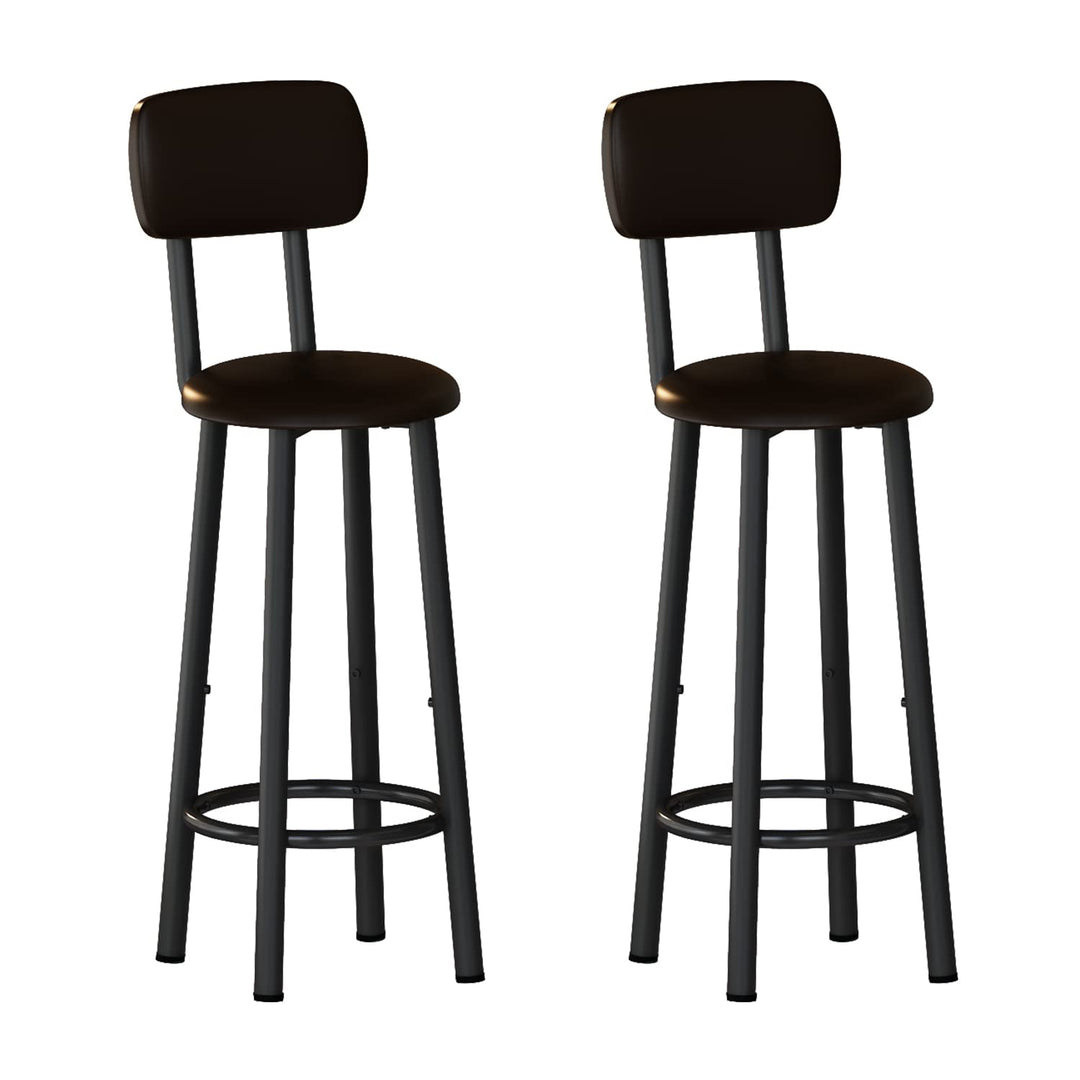 Hooseng Bar Stools, Set of 4 Bar Height Stools, PU Upholstered Breakfast Stools with Back and Footrest, Kitchen Bar Chairs for Dining Room, Kitchen, Easy Assembly