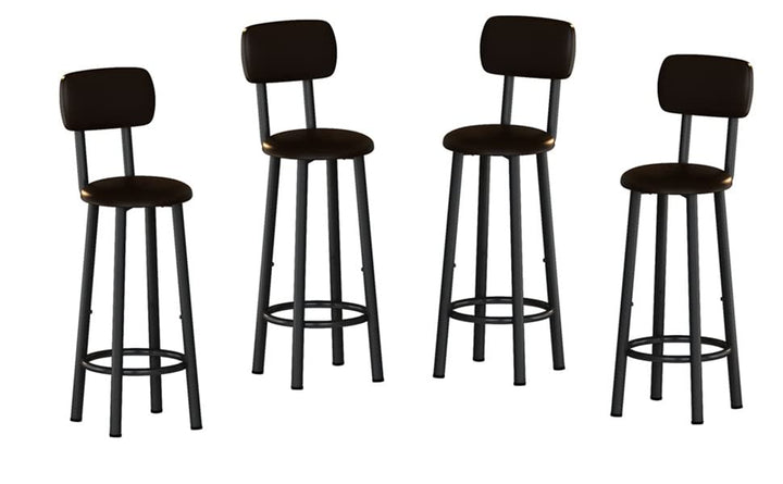 Hooseng Bar Stools, Set of 4 Bar Height Stools, PU Upholstered Breakfast Stools with Back and Footrest, Kitchen Bar Chairs for Dining Room, Kitchen, Easy Assembly