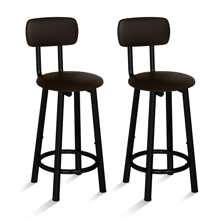 DKLGG Bar Stools Set of 2, 35.4" Tall Chairs Counter Height Bar Stools with Backrest & PU Leather Chairs, Modern Barstools Chair for Kitchen Island Pub Dining Counter Living Room, Gold