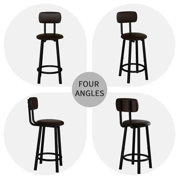 DKLGG Bar Stools Set of 2, 35.4" Tall Chairs Counter Height Bar Stools with Backrest & PU Leather Chairs, Modern Barstools Chair for Kitchen Island Pub Dining Counter Living Room, Gold