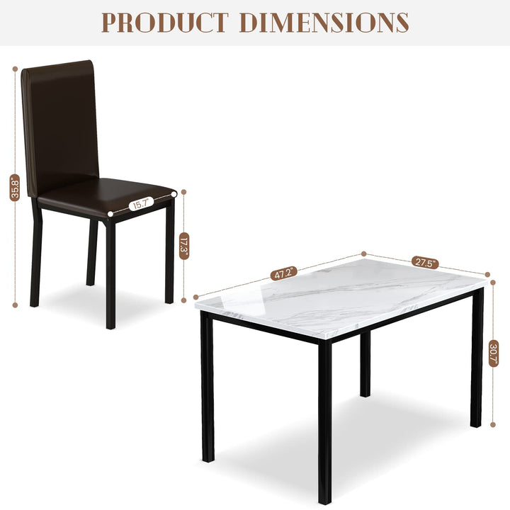 5 Piece Dining Table Set with PU Leather Chairs