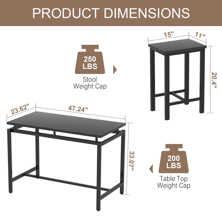 Lamerge Bar Table Set,Industrial Bar Table and Chairs Set,5 Pcs Dining Table Set Counter Height Pub Table with 4 Chairs, Wooden Breakfast Table Set Kitchen Counter,Adjustable Feet,Rustic Brown