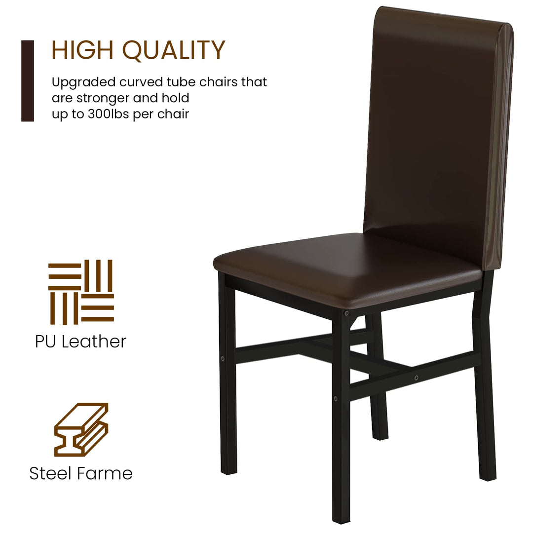 5 Piece Dining Table Set with PU Leather Chairs