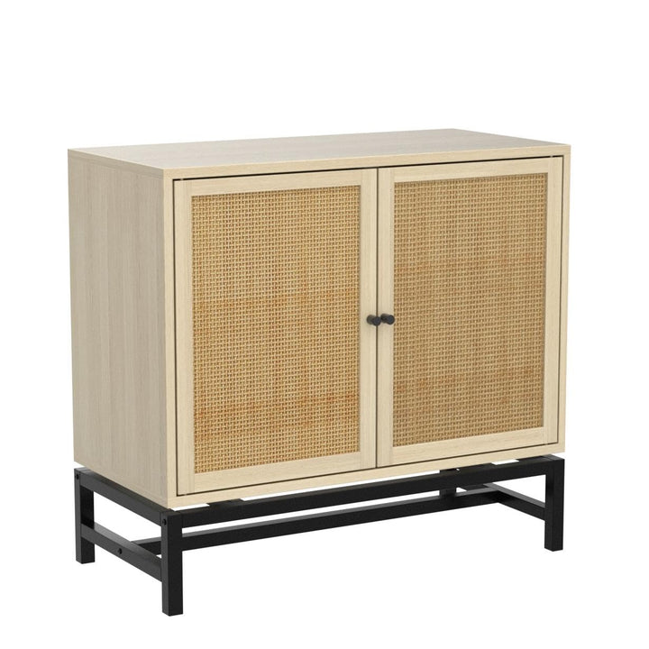 Lamerge Sideboard Buffet Cabinet, Rattan Kitchen Storage Cabinet with 2 Doors,Cupboard Console Table with Adjustable Shelves,Accent Cabinet for Dining Room, Bedroom, Hallway,Natural (W68837258)