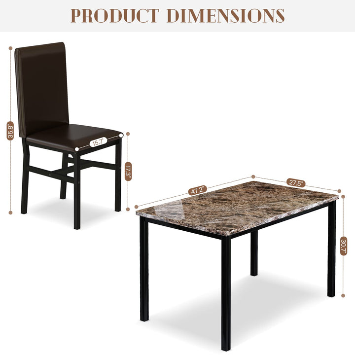 5 Piece Dining Table Set with PU Leather Chairs