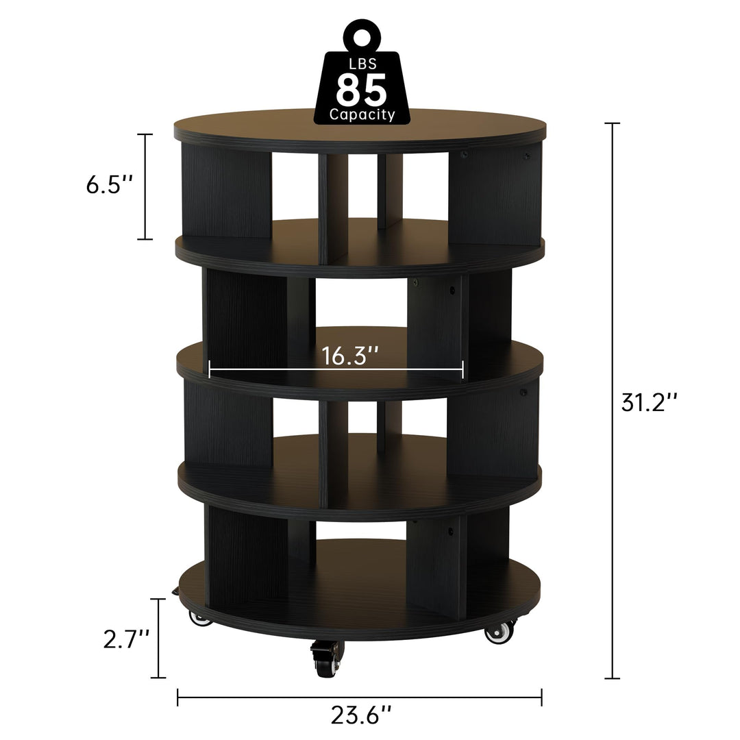 Hooseng Rotating Shoe Rack Tower, 4 Tier Free Standing Revolving Shoe Rack Organizer for Closet, Circular Shoe Storage Cabinet for EntryWay, Bedroom, Living Room, Holds Up to 16 Pairs of Shoes, Black