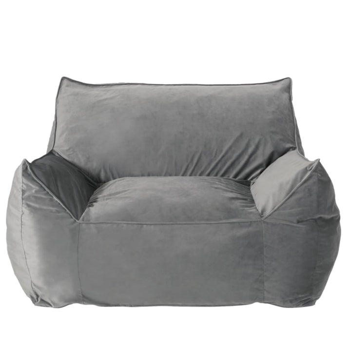 Hooseng Bean Bag Chair for Adults, Kids, Teens, Foam Filled Beanbag Sofa Chair with Armrests & Removable and Machine Washable Velvet Cover for Reading, Gaming in Bedroom, Living Room, Grey