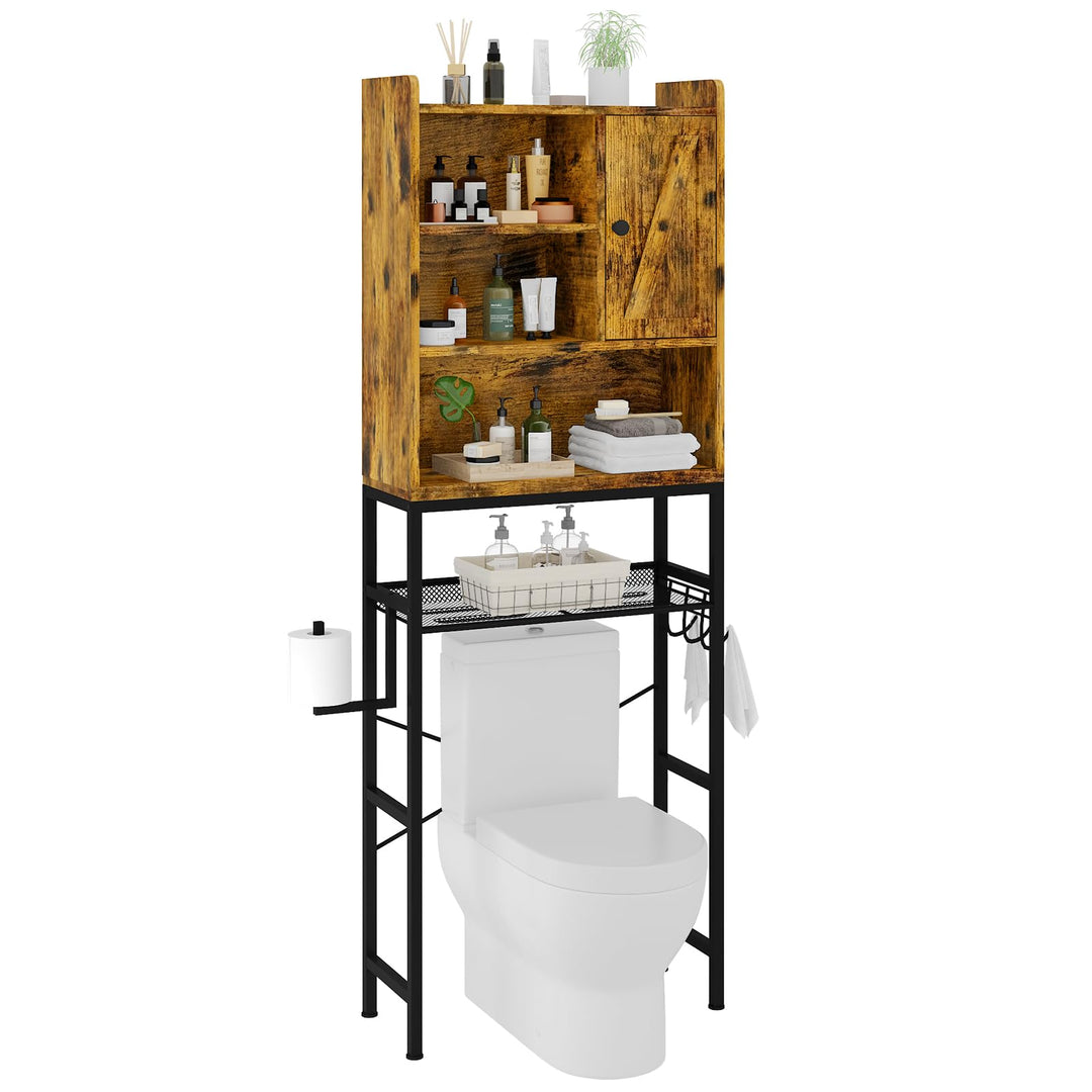 The Toilet Storage Cabinet, Bathroom Toilet Rack with Barn Door