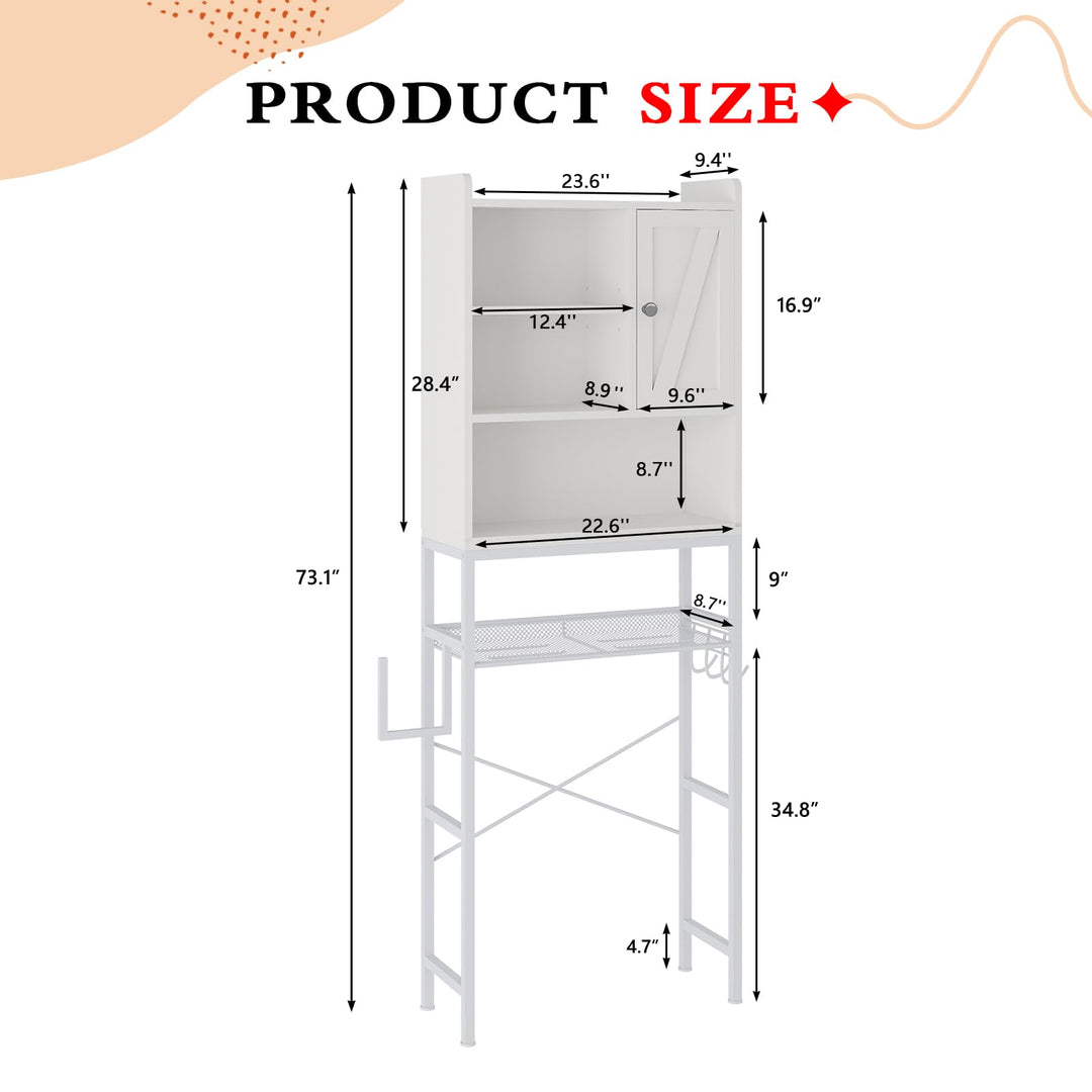 The Toilet Storage Cabinet, Bathroom Toilet Rack with Barn Door