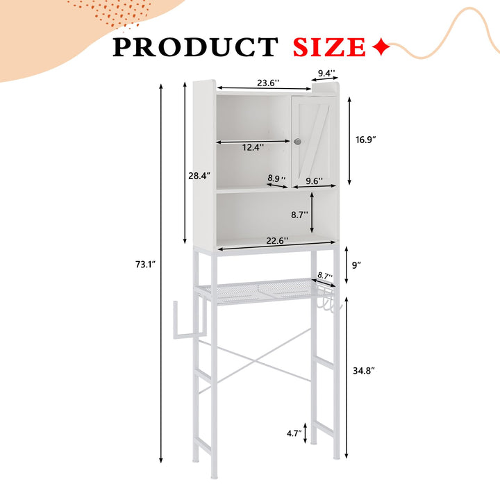 The Toilet Storage Cabinet, Bathroom Toilet Rack with Barn Door