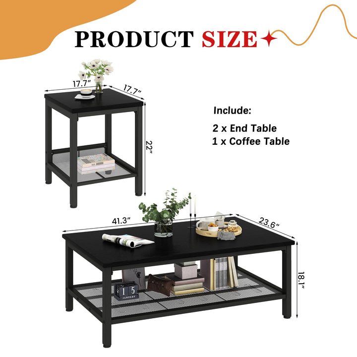 Modern Faux Marble Top Coffee Table & End Table Set