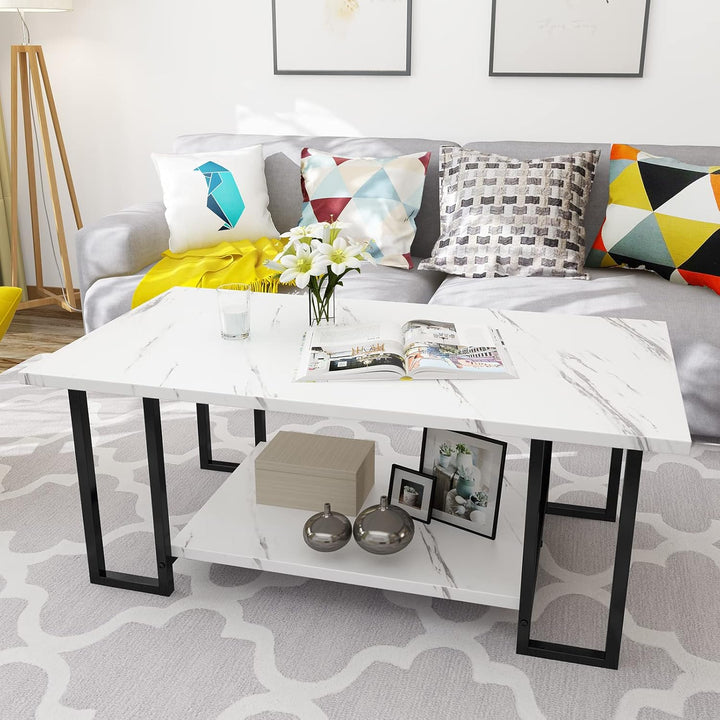 Modern Faux Marble Top Coffee Table