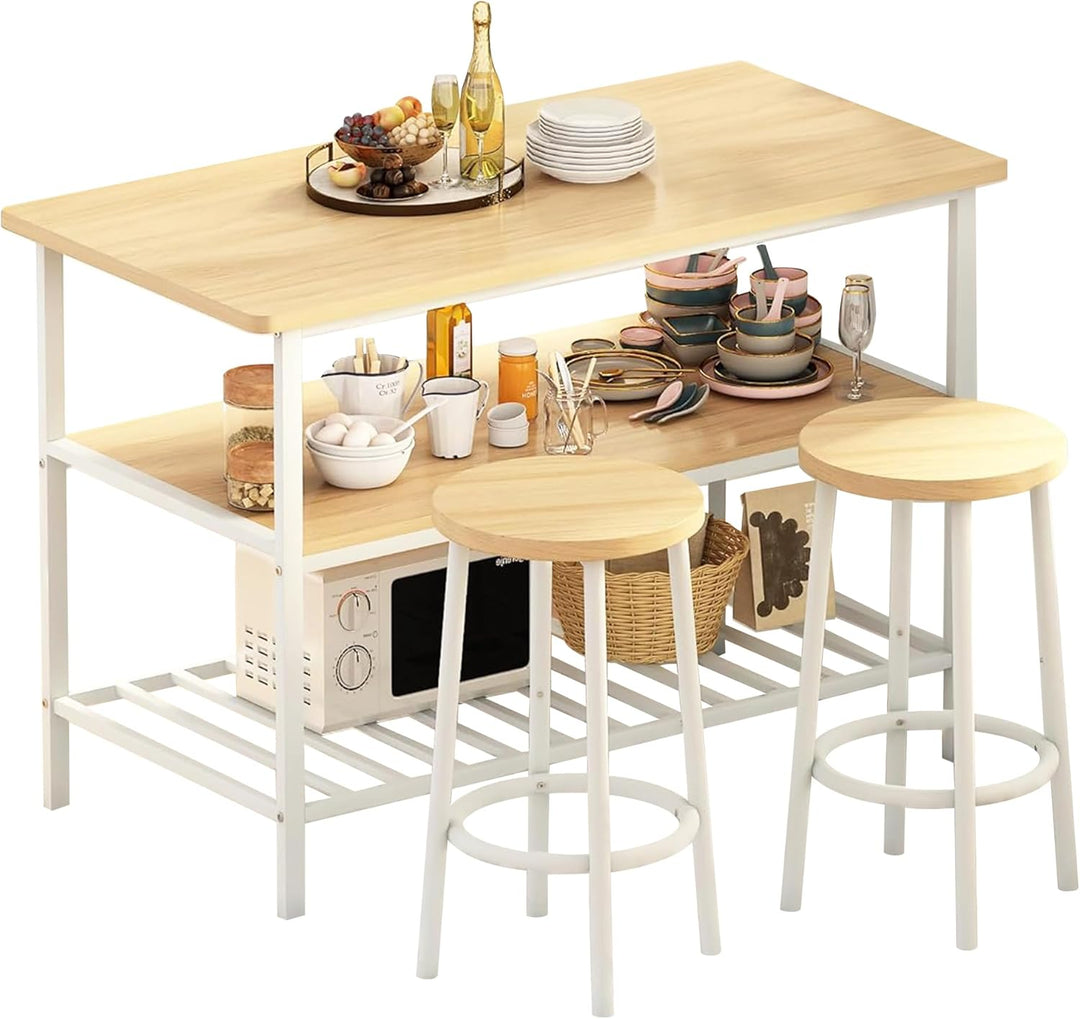 Dining Table Set for 2 with 3 Shelves