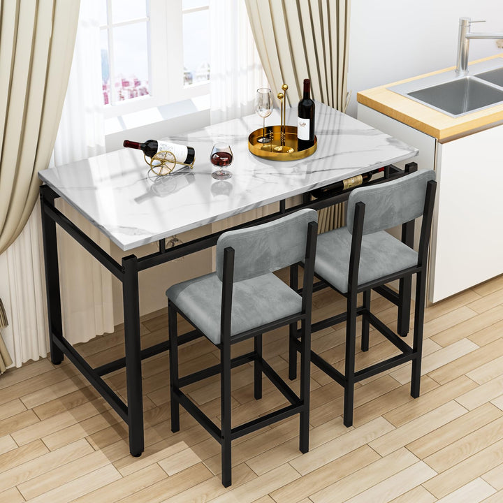 3-Piece Dining Table Set with Wine Rack