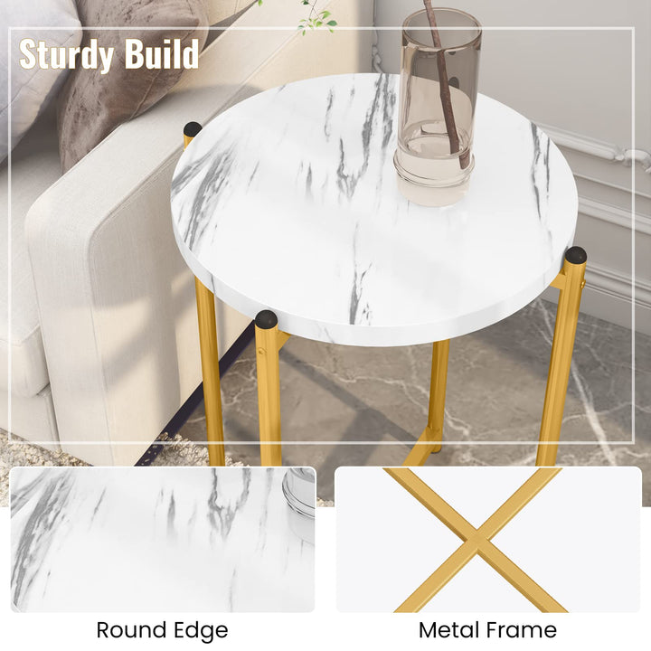 Modern Faux Marble Top Coffee Table & End Table Set