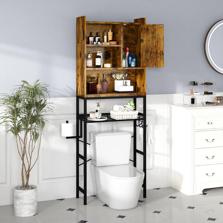 The Toilet Storage Cabinet, Bathroom Toilet Rack with Barn Door