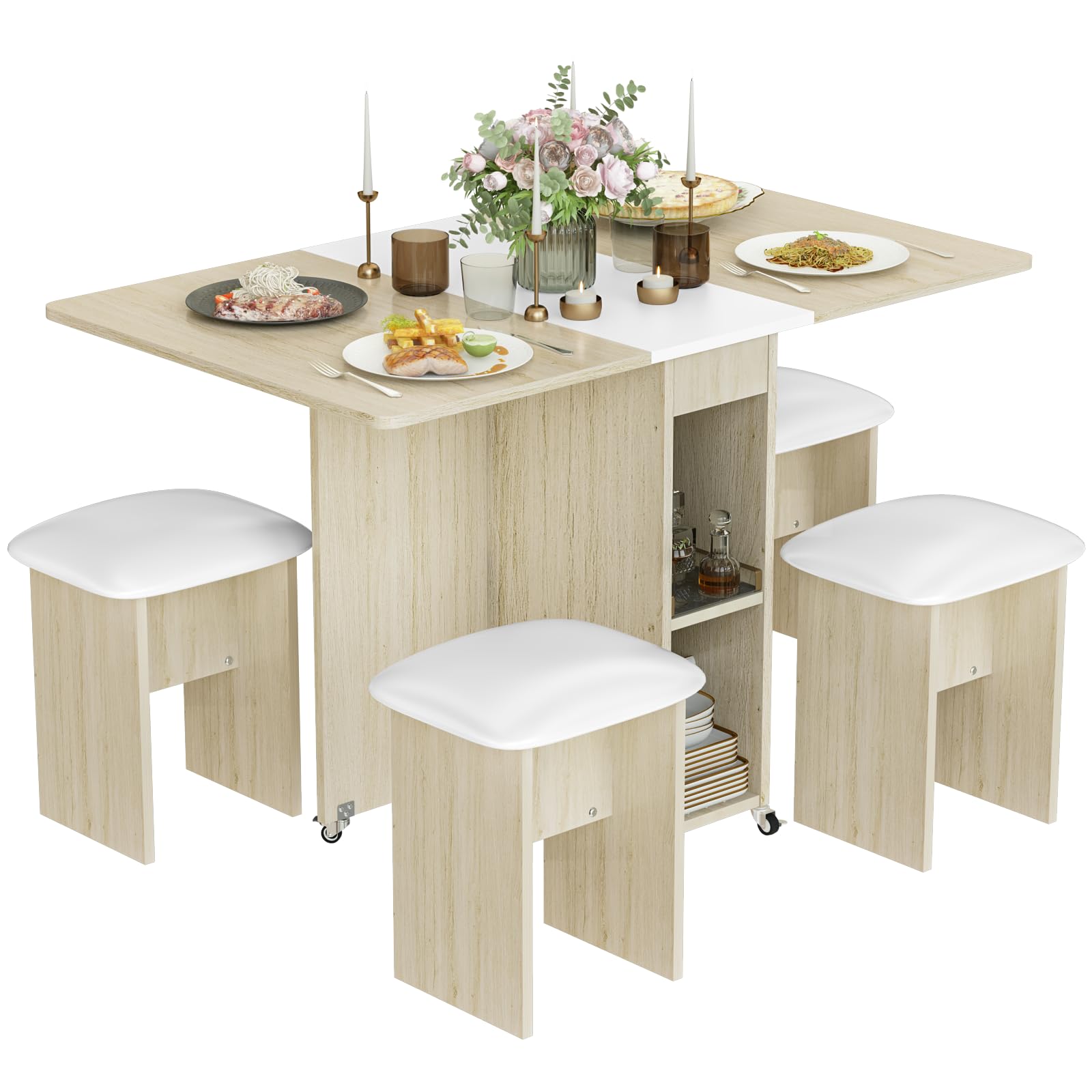 Foldable shops dining table and chairs set