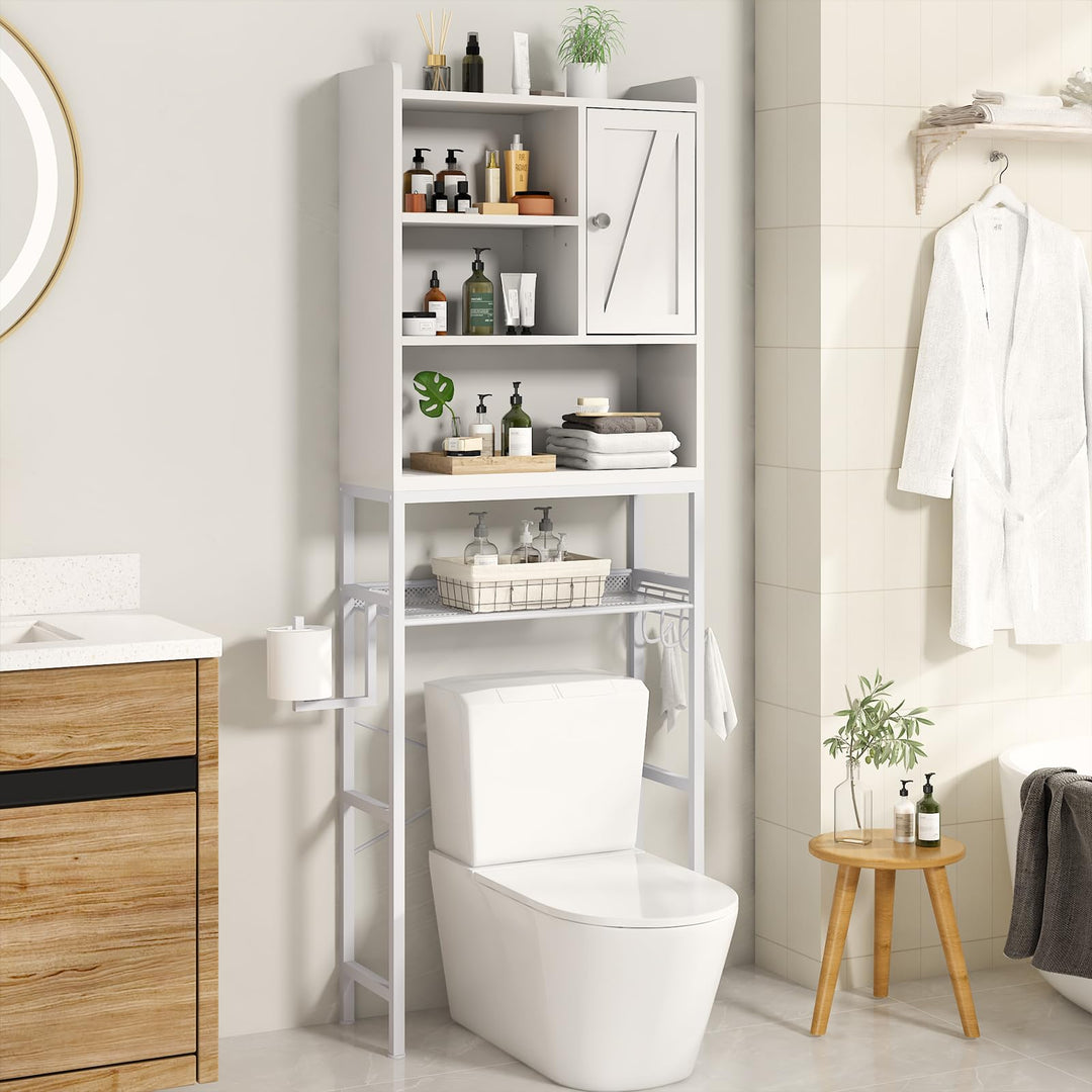 The Toilet Storage Cabinet, Bathroom Toilet Rack with Barn Door