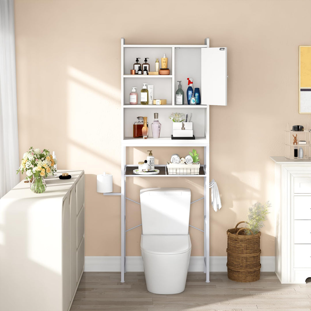 The Toilet Storage Cabinet, Bathroom Toilet Rack with Barn Door