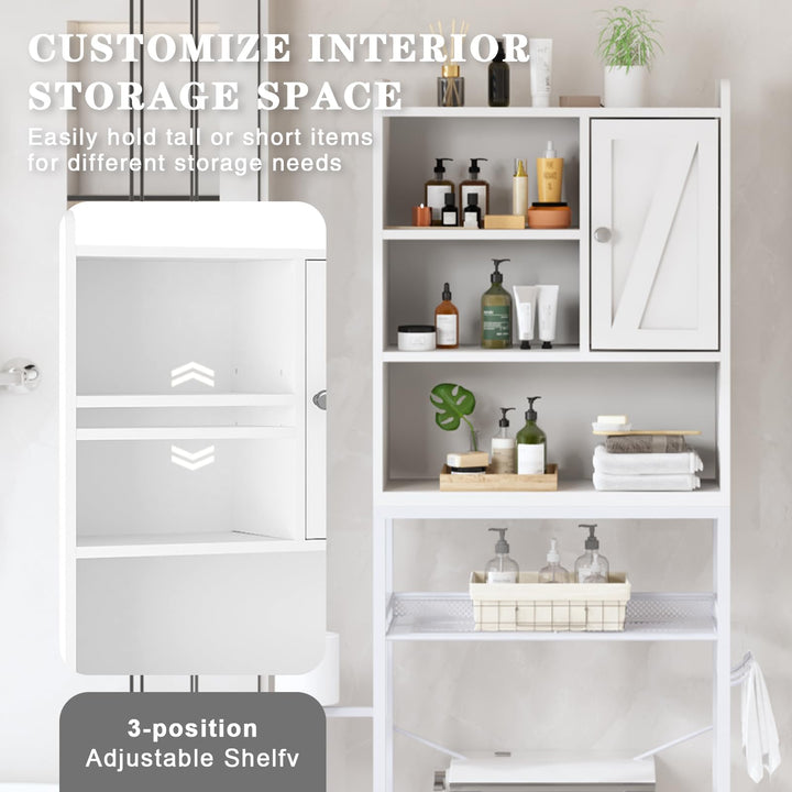 The Toilet Storage Cabinet, Bathroom Toilet Rack with Barn Door