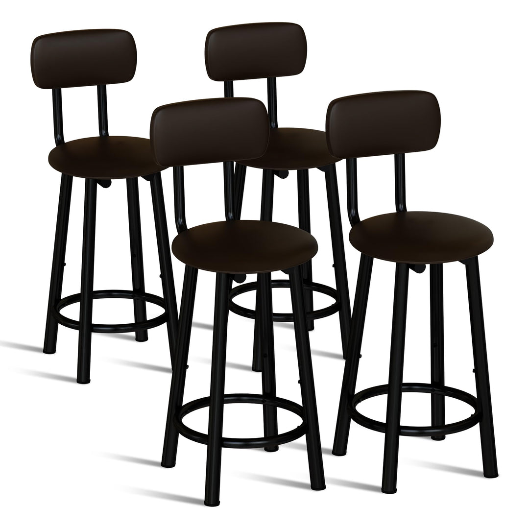 DKLGG Bar Stools Set of 2, 35.4" Tall Chairs Counter Height Bar Stools with Backrest & PU Leather Chairs, Modern Barstools Chair for Kitchen Island Pub Dining Counter Living Room, Gold