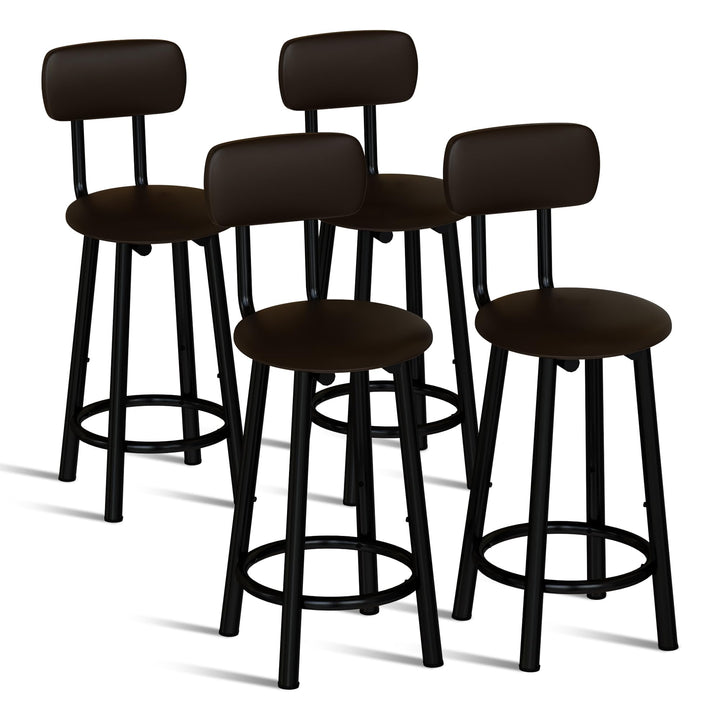 DKLGG Bar Stools Set of 2, 35.4" Tall Chairs Counter Height Bar Stools with Backrest & PU Leather Chairs, Modern Barstools Chair for Kitchen Island Pub Dining Counter Living Room, Gold