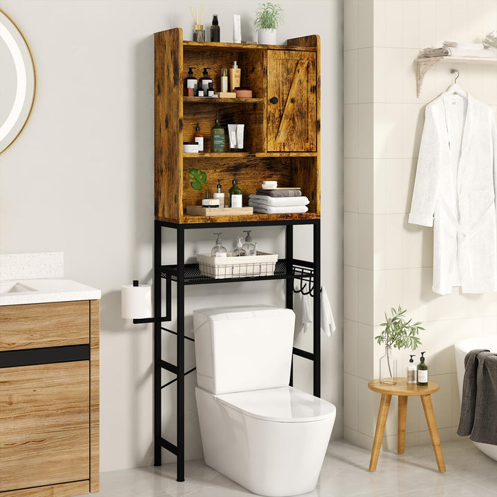 The Toilet Storage Cabinet, Bathroom Toilet Rack with Barn Door