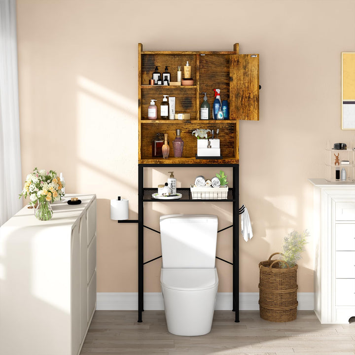 The Toilet Storage Cabinet, Bathroom Toilet Rack with Barn Door