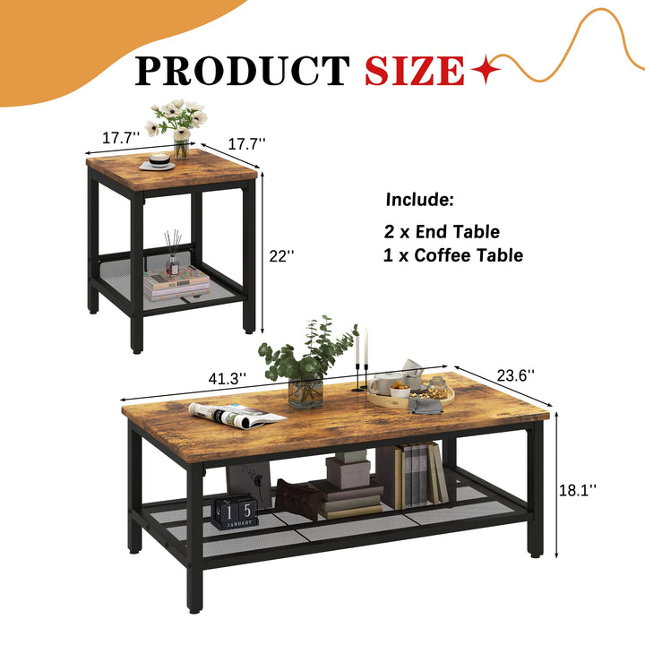 Modern Faux Marble Top Coffee Table & End Table Set