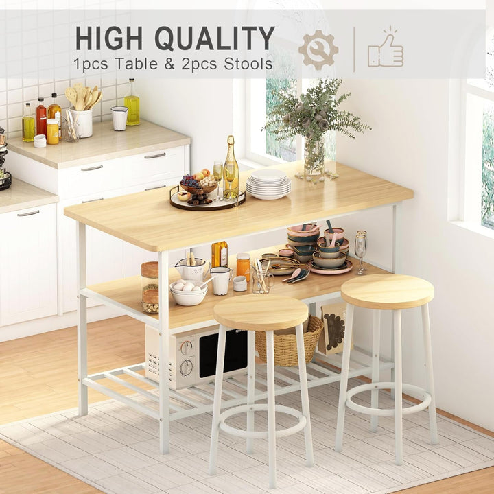 Lamerge Kitchen Table Set for 2,Kitchen Island with Seating and Storag ...