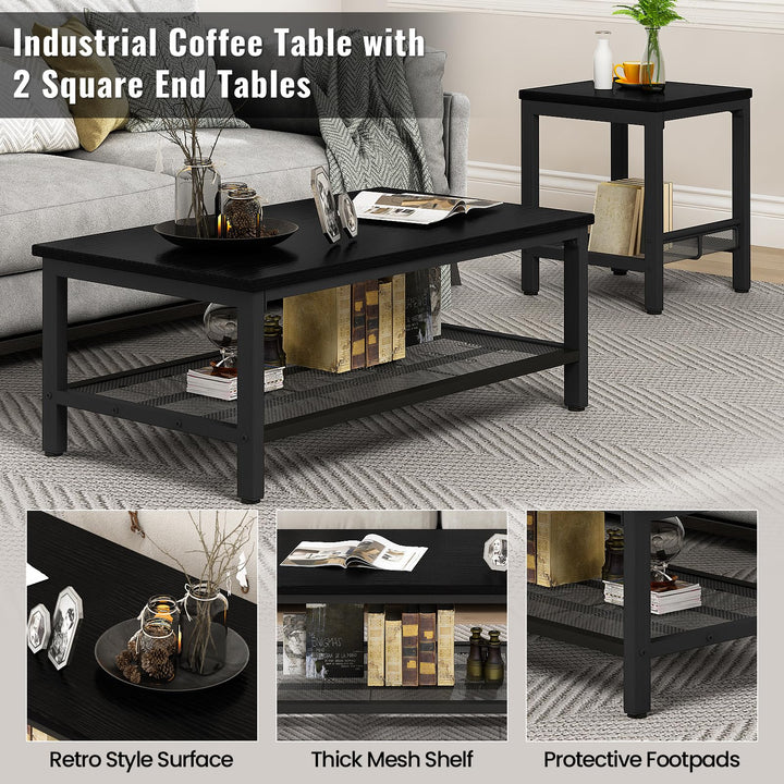 Modern Faux Marble Top Coffee Table & End Table Set