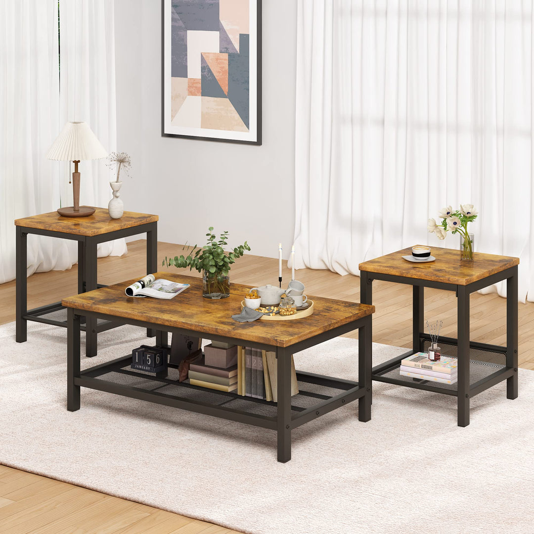 Modern Faux Marble Top Coffee Table & End Table Set