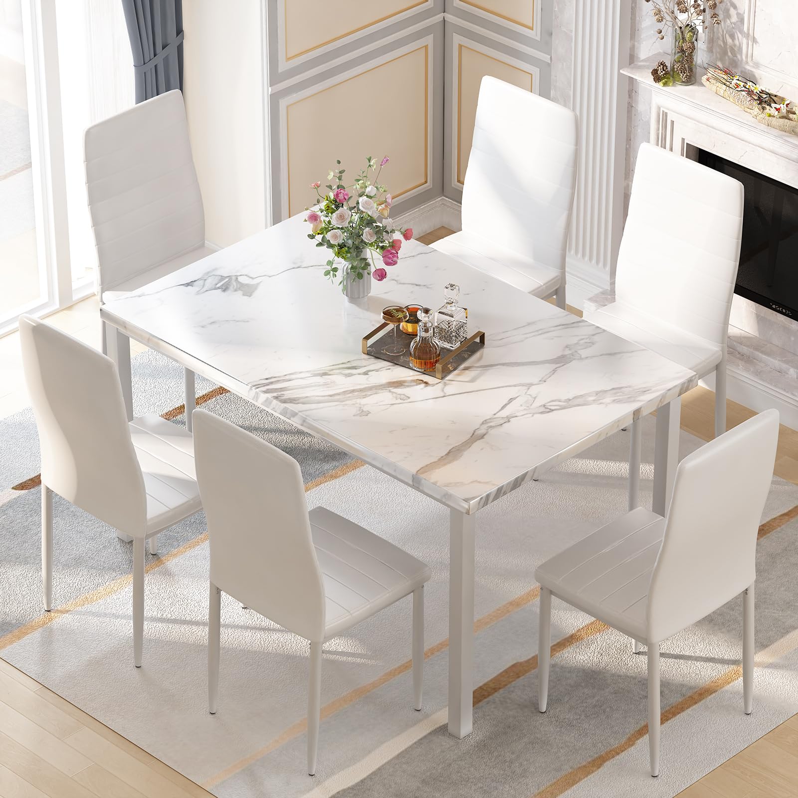 Faux marble table and chairs sale