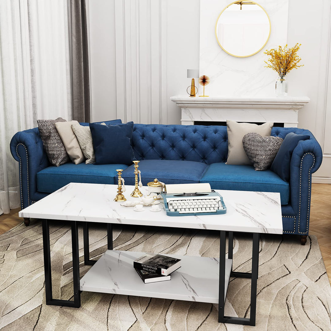 Modern Faux Marble Top Coffee Table & End Table Set