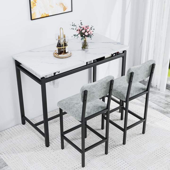 3-Piece Dining Table Set with Wine Rack