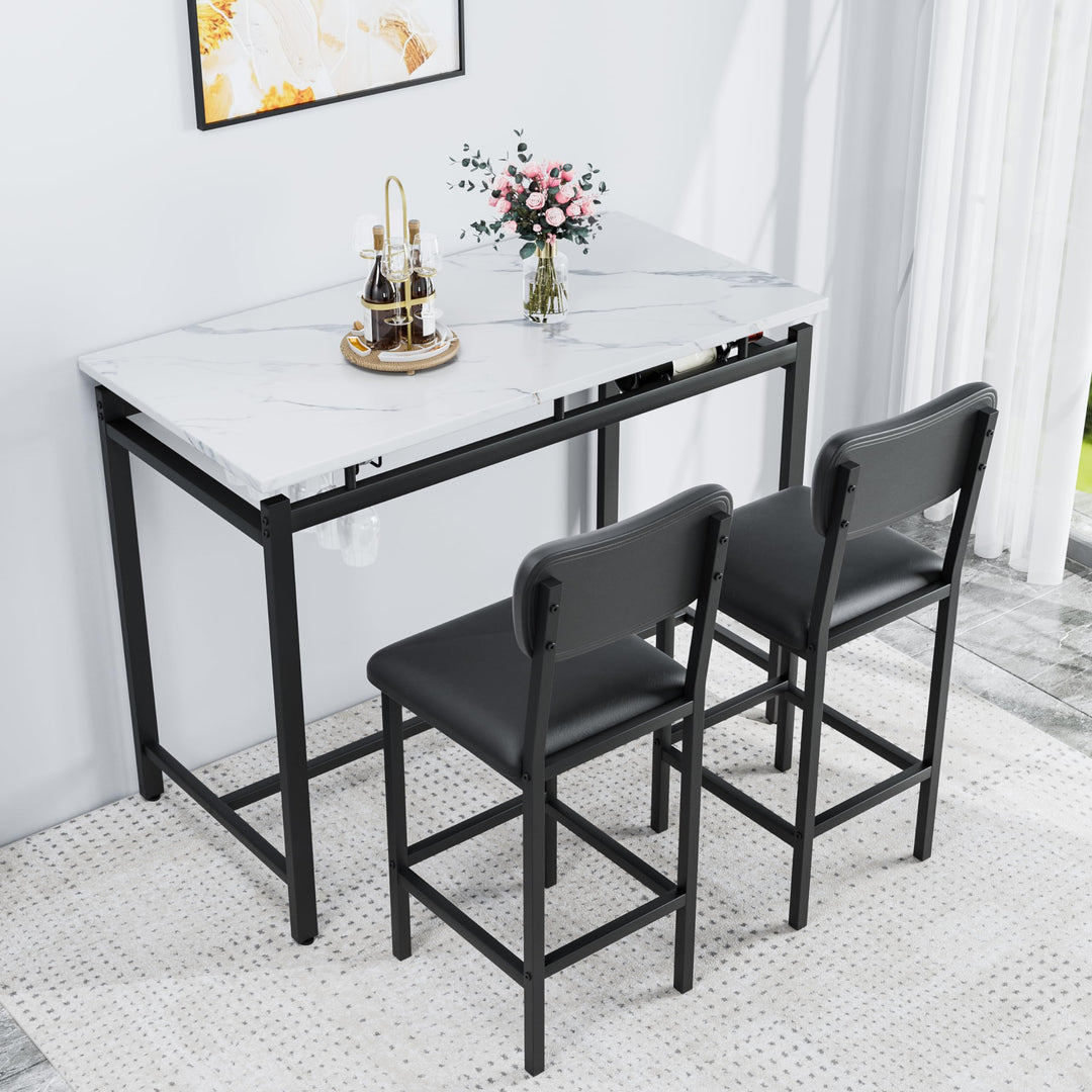 3-Piece Dining Table Set with Wine Rack