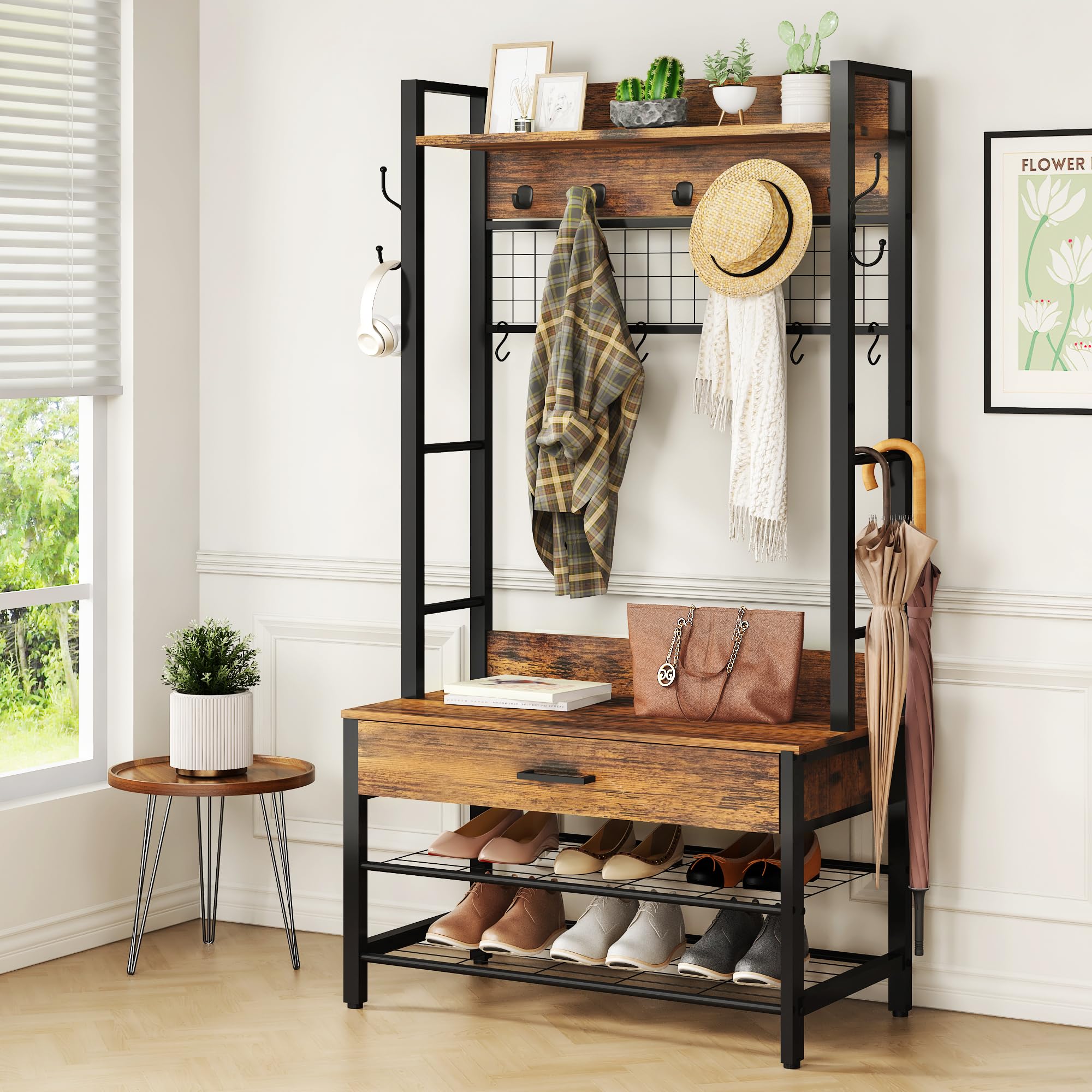 Entryway Bench store with Racks