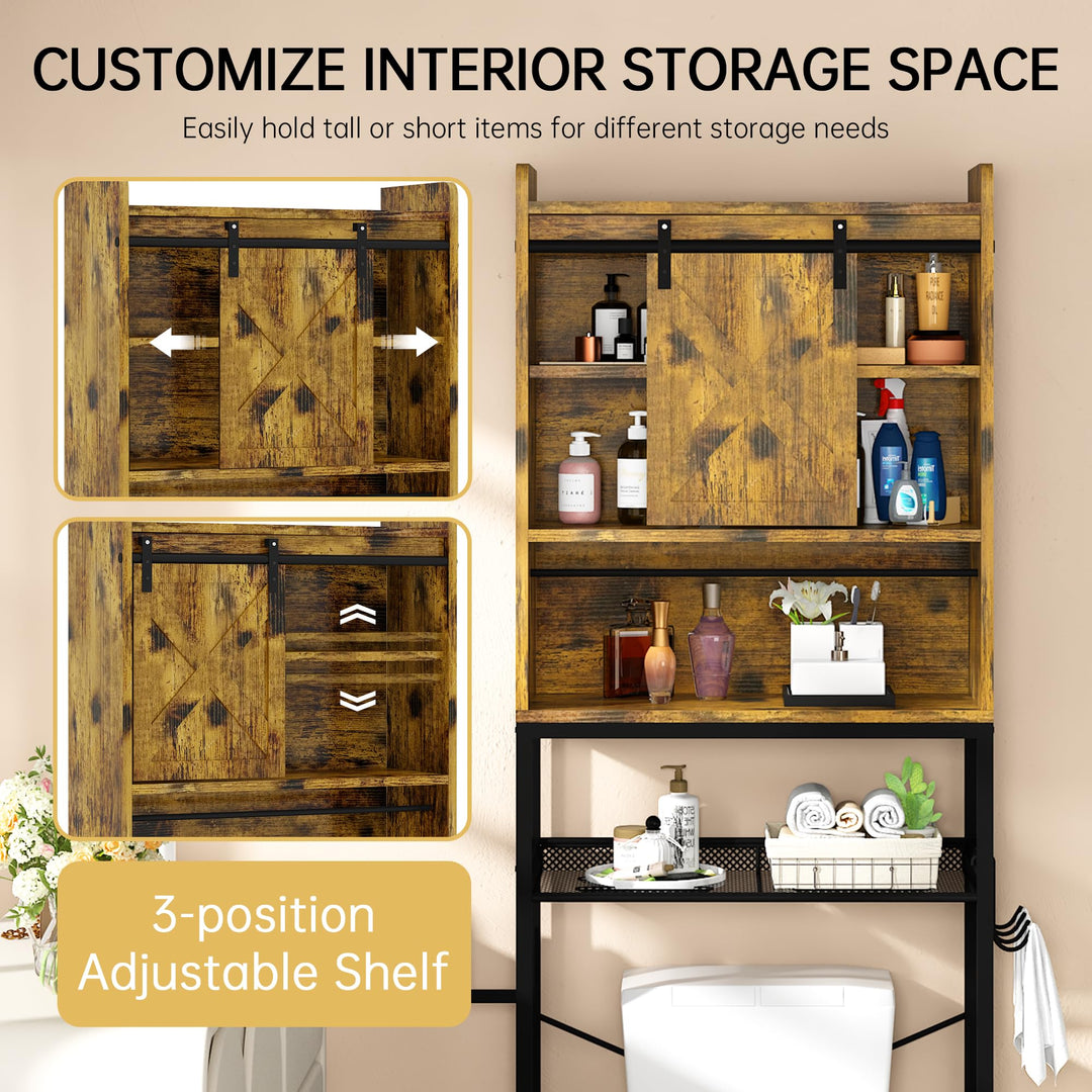 The Toilet Storage Cabinet, Bathroom Toilet Rack with Barn Door