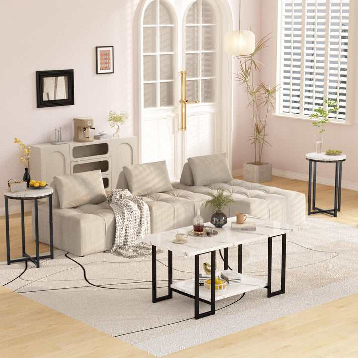 3 Pieces Industrial Living Room Table Set