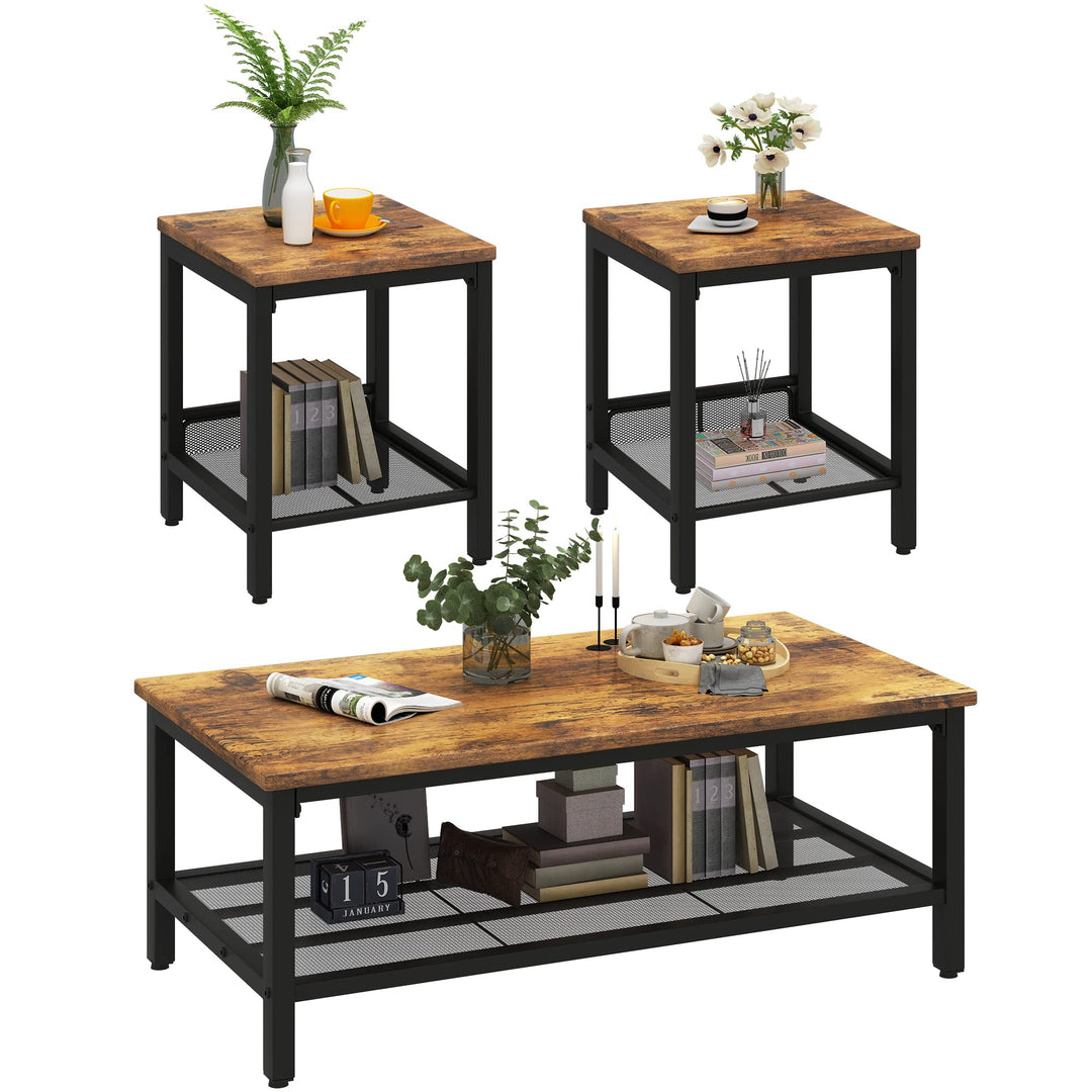 Modern Faux Marble Top Coffee Table & End Table Set