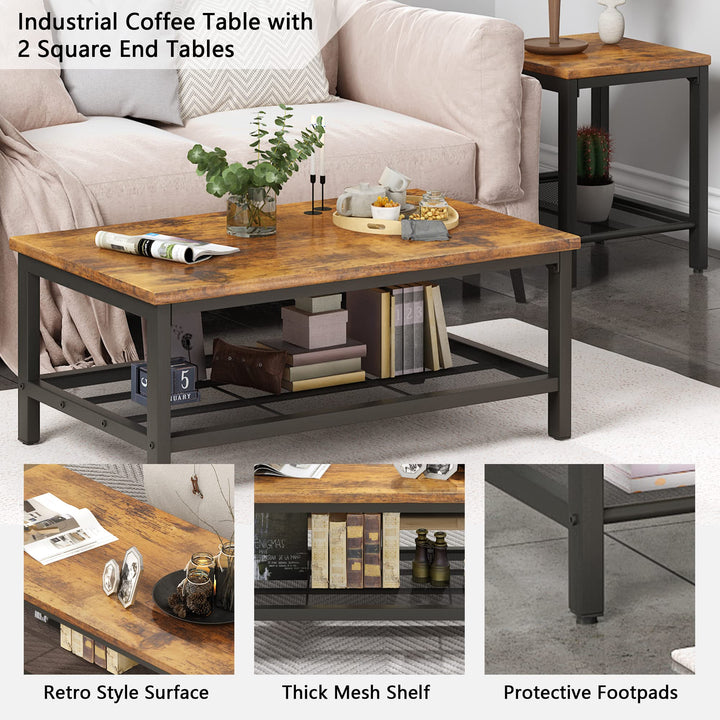 Modern Faux Marble Top Coffee Table & End Table Set